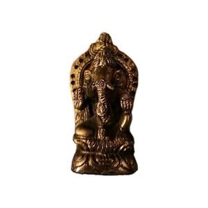 Vintage Ganesha Hindu God Lord Elephant Brass Miniature Figurine Statue 3.5"